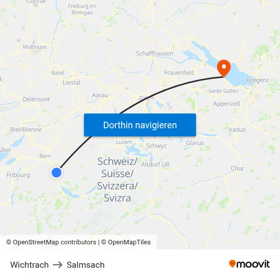 Wichtrach to Salmsach map