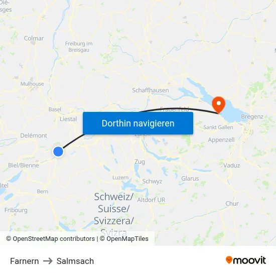 Farnern to Salmsach map