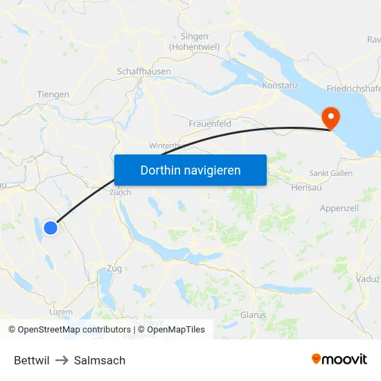 Bettwil to Salmsach map