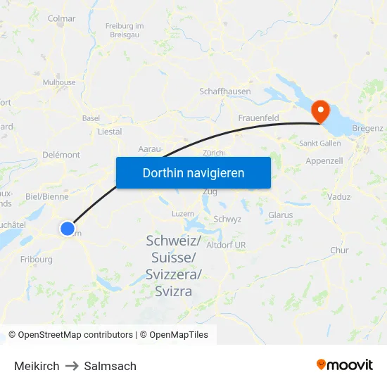 Meikirch to Salmsach map