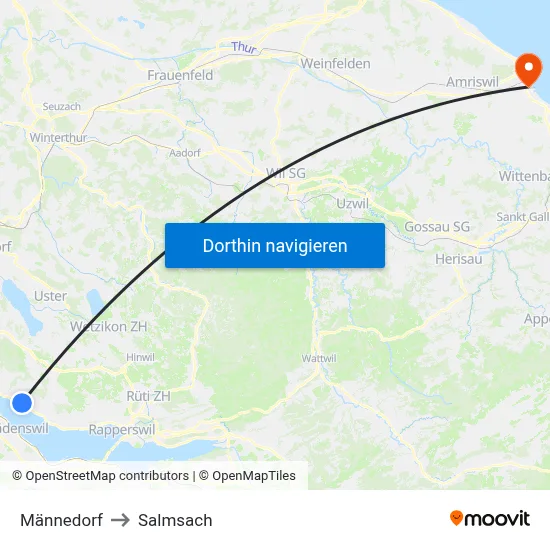 Männedorf to Salmsach map