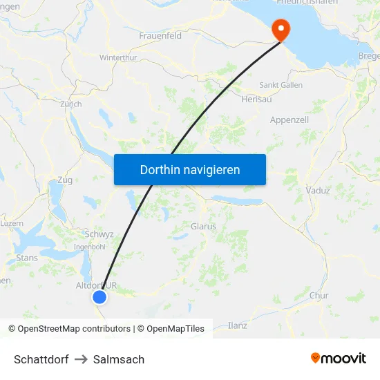 Schattdorf to Salmsach map