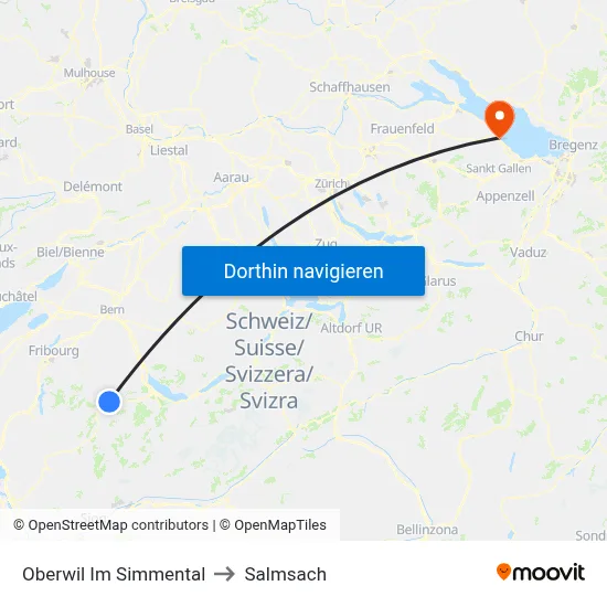 Oberwil Im Simmental to Salmsach map