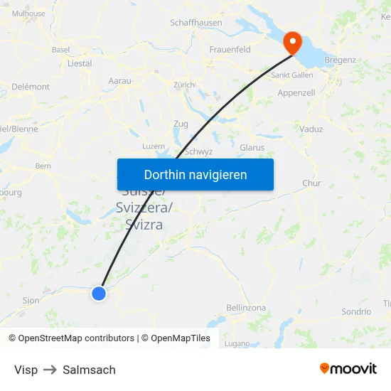Visp to Salmsach map