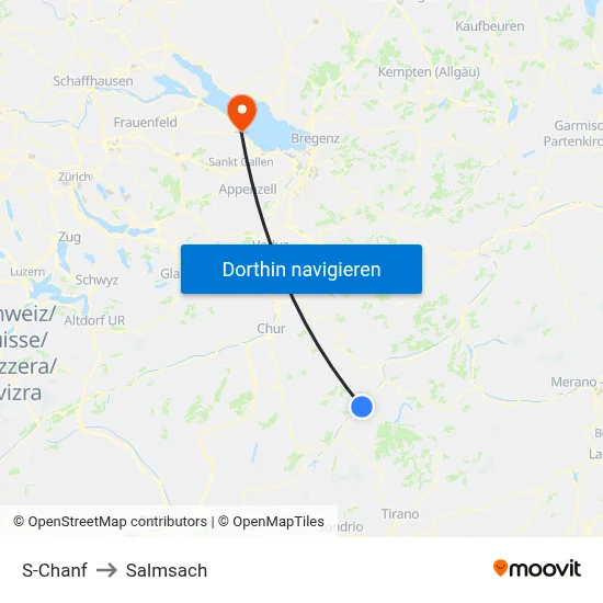 S-Chanf to Salmsach map