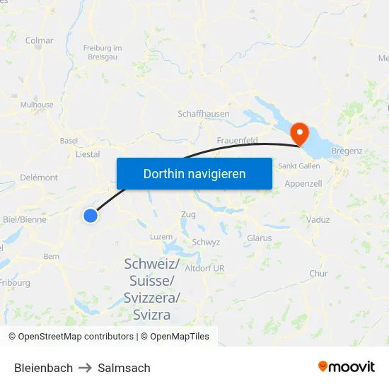 Bleienbach to Salmsach map