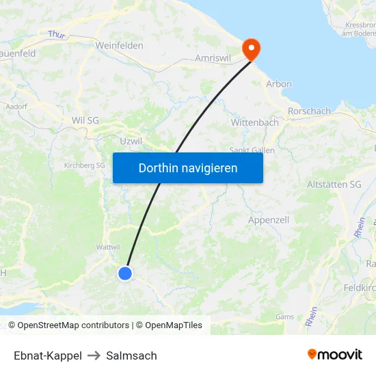 Ebnat-Kappel to Salmsach map