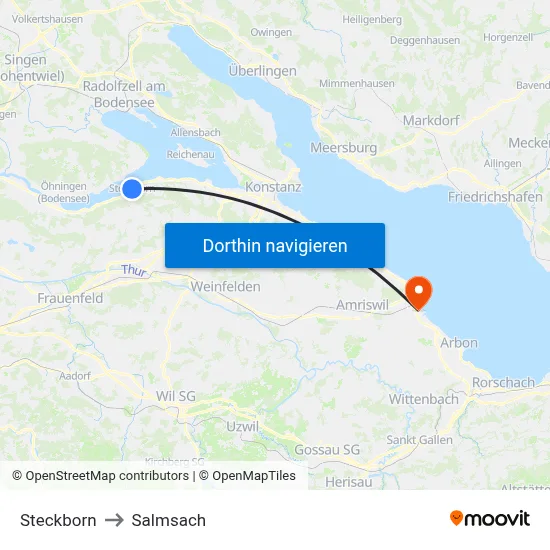 Steckborn to Salmsach map