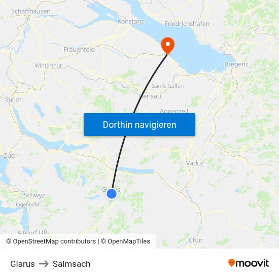 Glarus to Salmsach map
