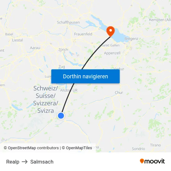 Realp to Salmsach map