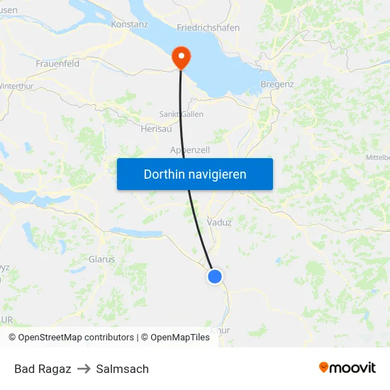Bad Ragaz to Salmsach map