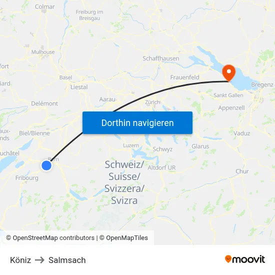 Köniz to Salmsach map