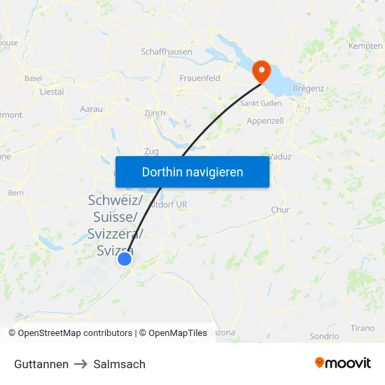 Guttannen to Salmsach map