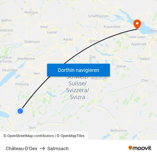Château-D'Oex to Salmsach map