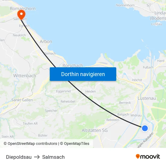 Diepoldsau to Salmsach map