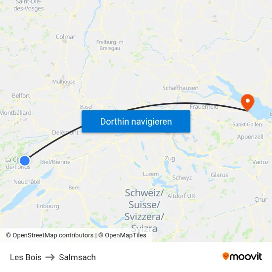 Les Bois to Salmsach map