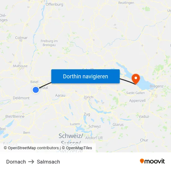 Dornach to Salmsach map