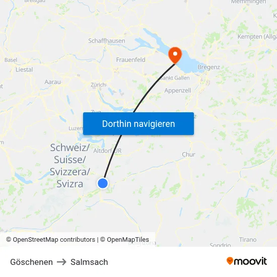 Göschenen to Salmsach map
