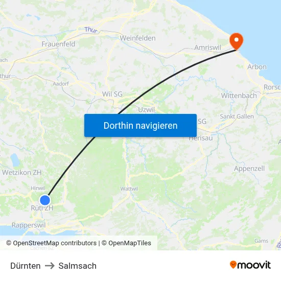 Dürnten to Salmsach map