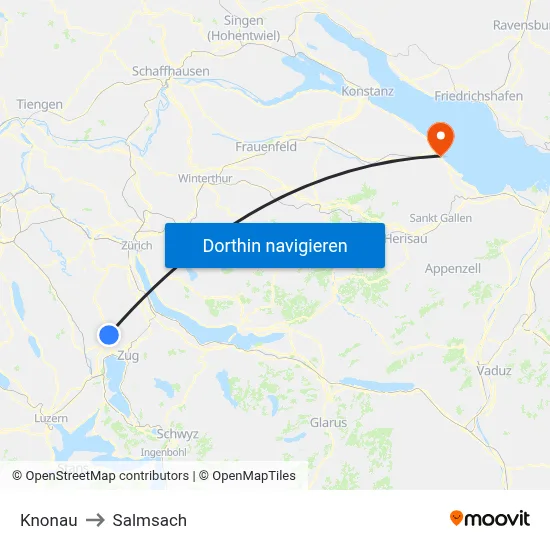 Knonau to Salmsach map