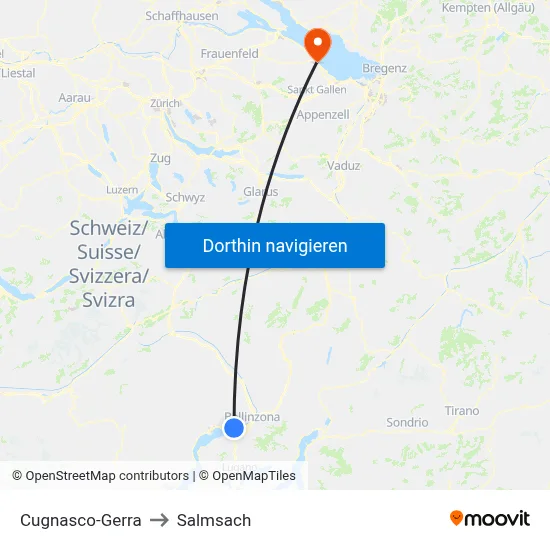 Cugnasco-Gerra to Salmsach map