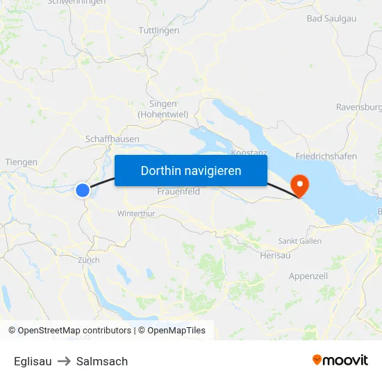 Eglisau to Salmsach map