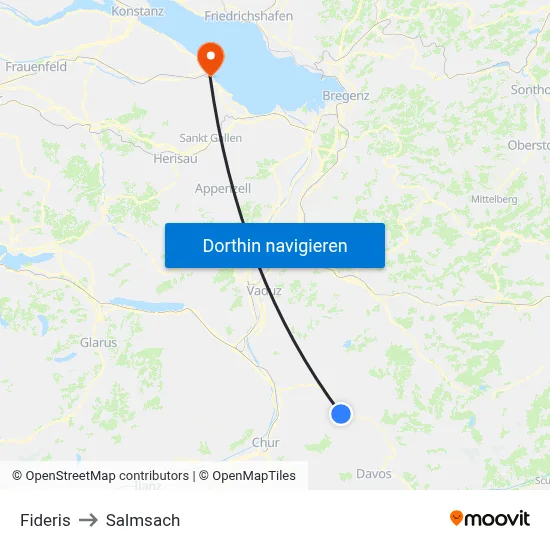 Fideris to Salmsach map