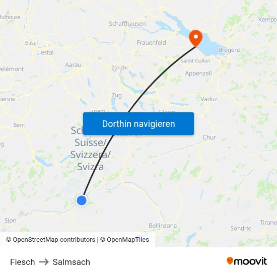 Fiesch to Salmsach map