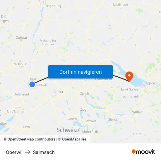 Oberwil to Salmsach map