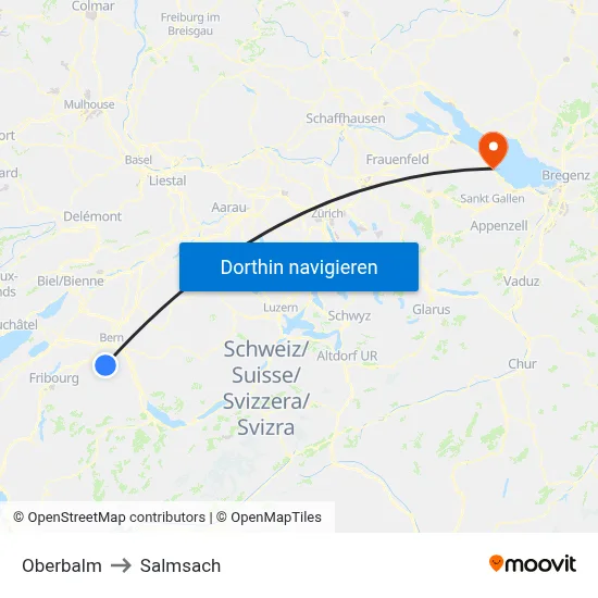 Oberbalm to Salmsach map