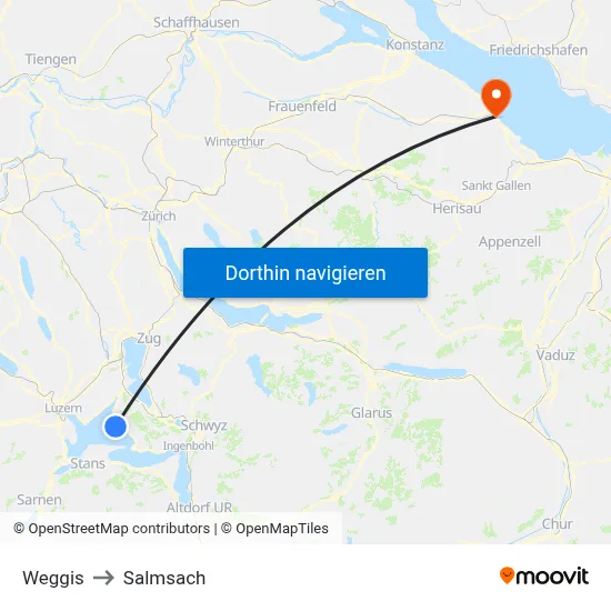 Weggis to Salmsach map