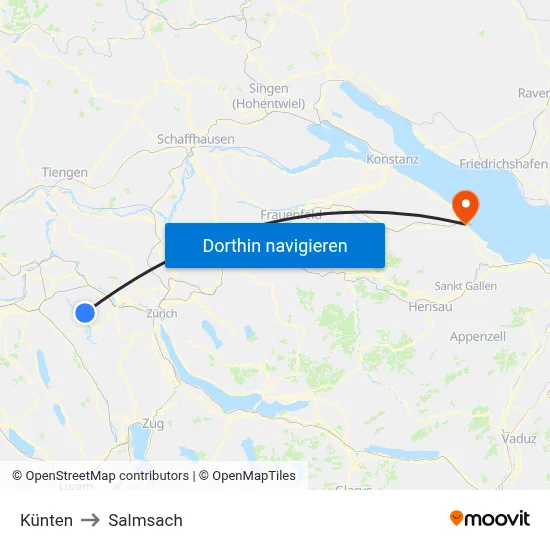 Künten to Salmsach map