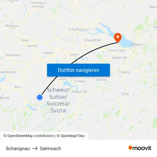 Schangnau to Salmsach map