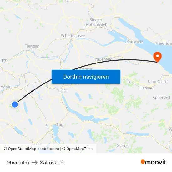 Oberkulm to Salmsach map