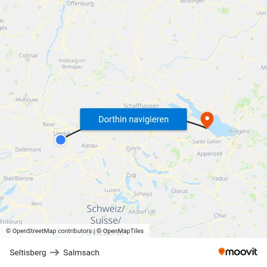 Seltisberg to Salmsach map