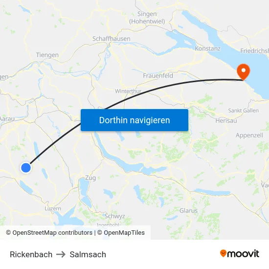 Rickenbach to Salmsach map