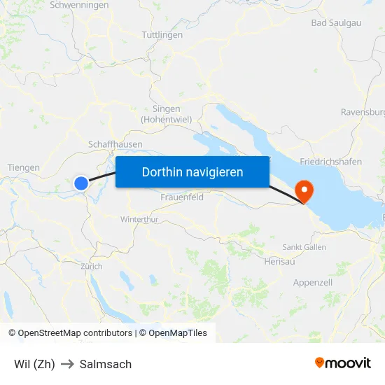 Wil (Zh) to Salmsach map