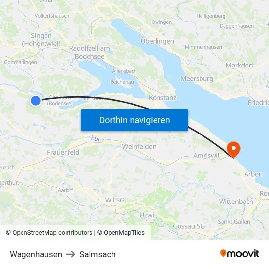 Wagenhausen to Salmsach map
