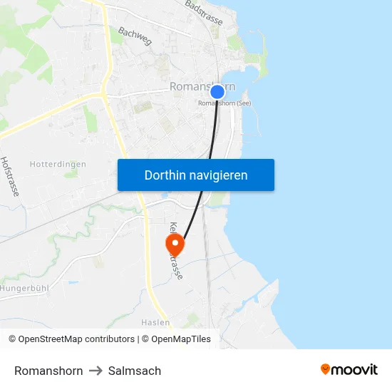 Romanshorn to Salmsach map