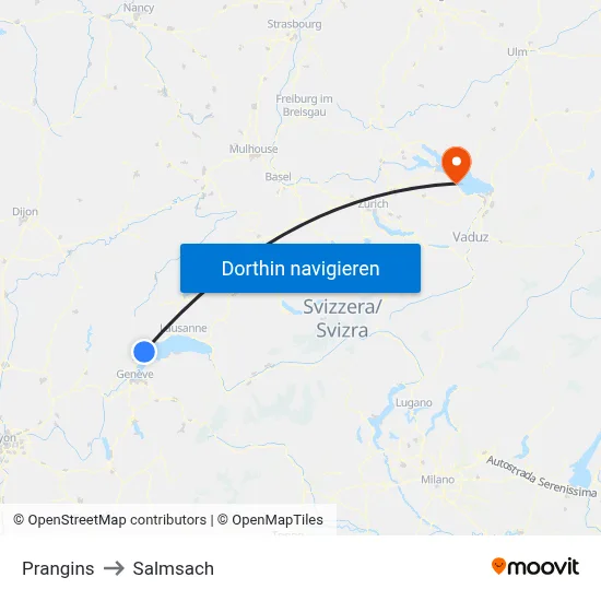 Prangins to Salmsach map