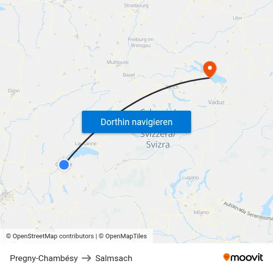 Pregny-Chambésy to Salmsach map