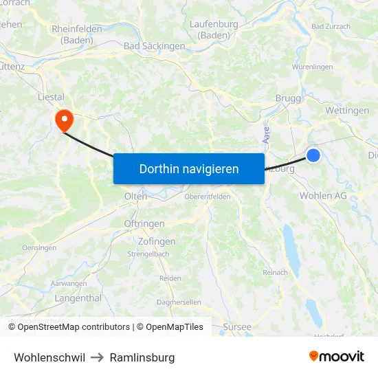 Wohlenschwil to Ramlinsburg map