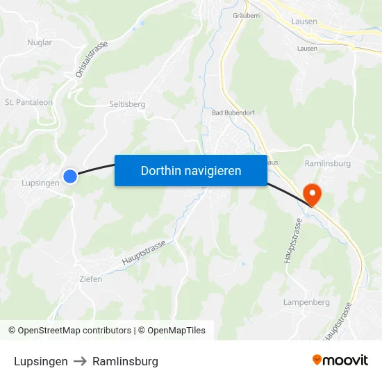 Lupsingen to Ramlinsburg map