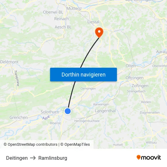 Deitingen to Ramlinsburg map