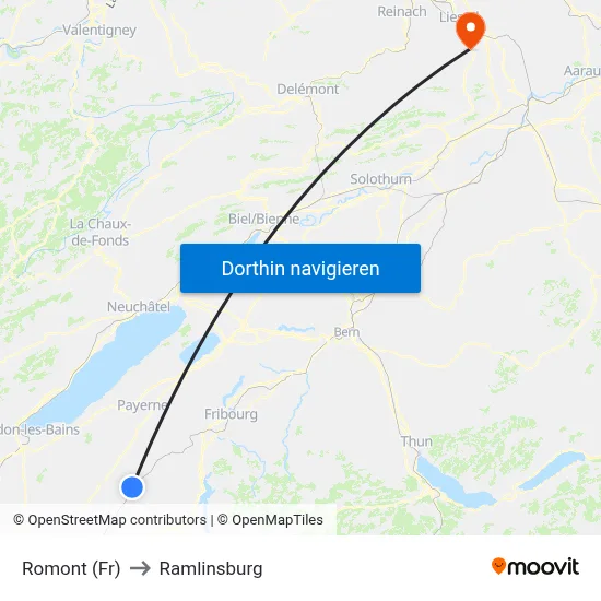 Romont (Fr) to Ramlinsburg map