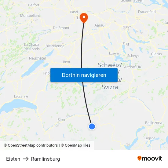 Eisten to Ramlinsburg map