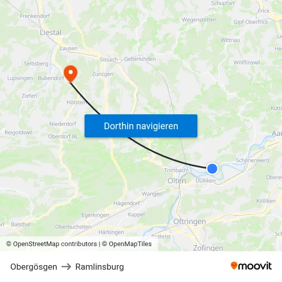 Obergösgen to Ramlinsburg map