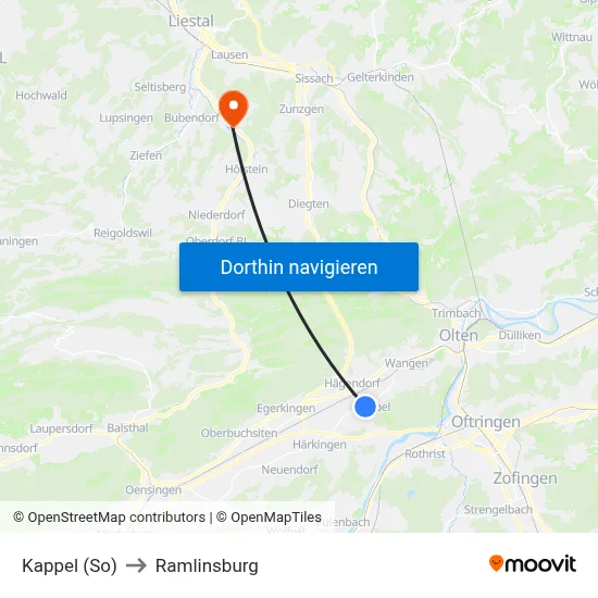 Kappel (So) to Ramlinsburg map