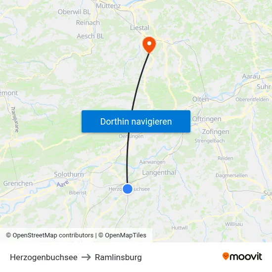 Herzogenbuchsee to Ramlinsburg map