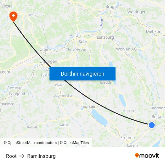 Root to Ramlinsburg map